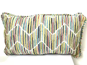 Eden Augusta Seagrass 13" X 24" Oblong Pillow Modern Chevron Chenille - Picture 1 of 5