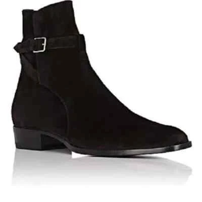Handmade High Ankle Boots, Men Black Jodhpur Suede Boot, Suede boot for men - Image 1 of 4