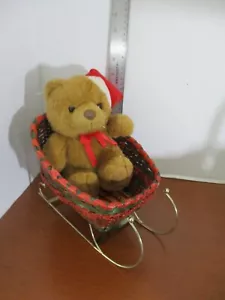 TRINEO DE MIMBRE 10" con OSO DE NAVIDAD - Imagen 1 de 3
