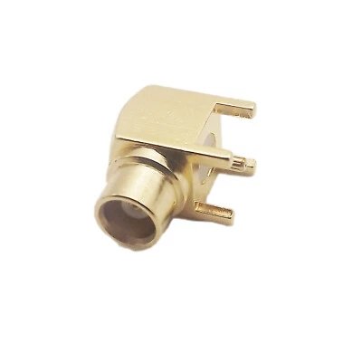 RF Connector MCX Female Jack Right Angle 90°Thru Hole PCB Mount With Solder Post - Image 1 of 4
