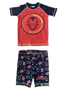 Boys Iron Man Swim Set 2 Piece Swimming Sun Suit Shorts Rash Top Trunks Baby - Picture 1 of 8