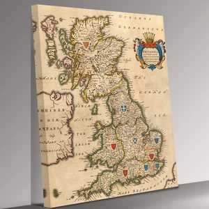 Vintage Map Of Great Britain Canvas Wall Art Ready To Hang - Picture 1 of 6