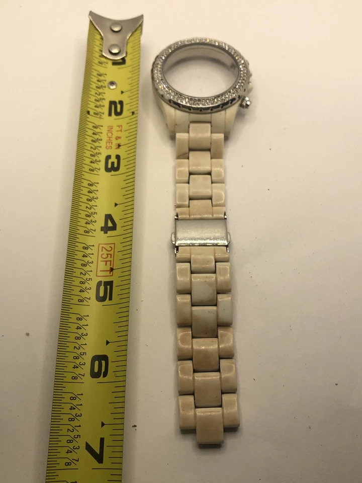 Michael Kors Watch Parts Case 42mm Crystal Clasp Band 20mm White GY223 - Image 1 of 4