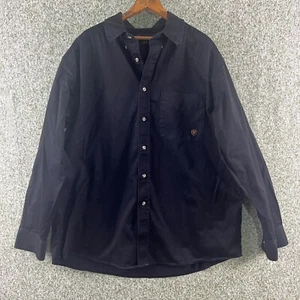 Camisa Ariat Para Hombres XL Negra Manga Larga Con Botones Gruesa Algodón Ropa de Trabajo Usada en Excelente Condición - Imagen 1 de 8