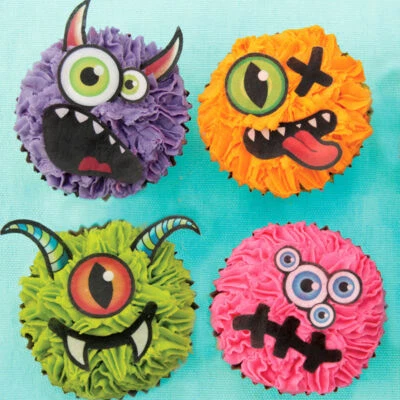 Muffinaufleger Monster Cupcake Tortenbild Party Deko Kinder Halloween essbar neu - Bild 1 von 4
