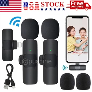 Lavalier Microfono Wireless Registrazione Audio Video Mini Microfono per iPhone 16 15 14 - Foto 1 di 10