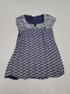 Skies Are Blue Shirt Damen Medium Navy Weiß Boho Bestickt Tunika Top - Bild 1 von 8