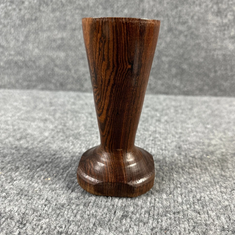 Винтажная деревянная ваза с бутонами маленькая коричневая декоративный настольный декор ручной работы - Изображение 1 из 4