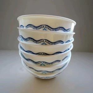 6 Corelle LISBON TERRACE 16 oz SOUP BOWL Cereal 5.75 " White And Portugal Blue  - Picture 1 of 8