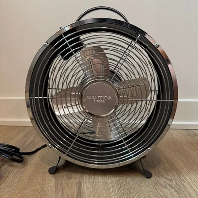 Nautica Home Retro Style Desk Fan 10" Black Metal 2 Speed Quiet Fan FE-20 Clean - Image 1 of 4