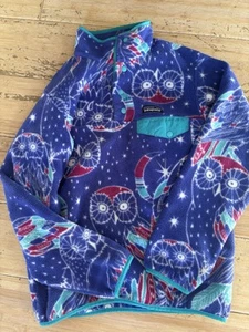 Patagonia leichter Synchilla Snap T Pullover Damen S blau Fleece Eule Mond - Bild 1 von 4