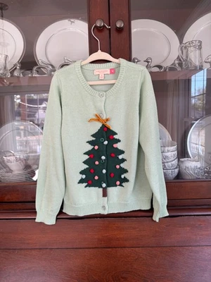 Cárdigan de vacaciones rosa pollo niñas talla 6 árbol de Navidad Foto 1 de 3