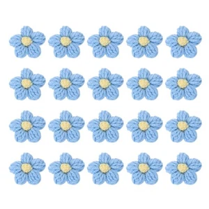 20Pcs Crochet Flowers, 45 x 45mm Handmade Floral Applique, Blue&Yellow - Photo 1 sur 6