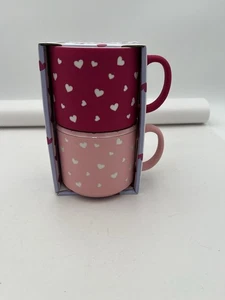 Sunday Morning Ceramics Mugs 16oz Pink & Red Textured Detail Loveheart Design - Picture 1 of 5