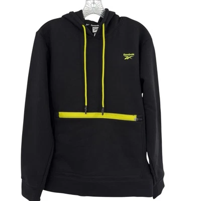 Reebok Men Interval Hoodie Pullover Sweatshirt In Black Size Small - Image 1 of 4