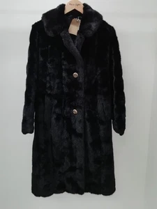 UNBRANDED FAUX FUR LADIES BLACK Winter Christmas Party Statement Coat Size M - Picture 1 of 11