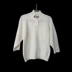Diane Von Furstenberg White Vintage Chunky Cozy Pullover Sweater, Size Medium - Picture 1 of 11