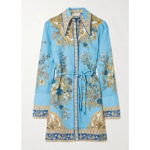 Alemais Cassie belted printed linen mini dress US 6 - Picture 1 of 6