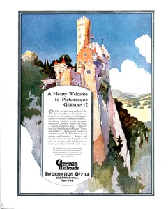 1927 Anzeige Deutsche Eisenbahn Informationsamt NY, NY Burg Lichtenstein Kunst - Bild 1 von 1