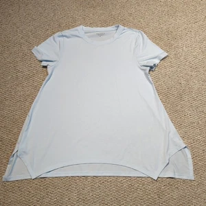 Athleta Essence Handkerchief Hem Top Medium Blue Womens Athletic Short Sleeve - Picture 1 of 6