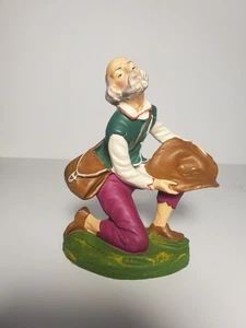 "Figura de belén antigua vintage de papel maché 6"" H arrodillada Ezra Italia" - Imagen 1 de 10