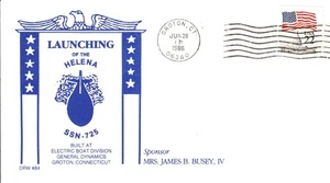 USS HELENA SSN-725 LANZAMIENTO 28 DE JUNIO 1986 GROTON CT CACHÉT - Imagen 1 de 1