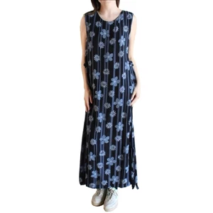 Maxi Vestido de Picnic de Verano Floral Azul Marino Mamá Vintage Años 90 Sag Harbor Talla Grande - Imagen 1 de 12