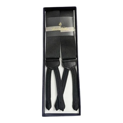 Tirantes Brooks Brothers para hombre ribete de cuero negro liso talla única tirantes EE. UU. Foto 1 de 4