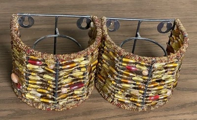 LOTE (2) Aplique de pared vela votiva Pottery Barn Madura ámbar con cuentas Foto 1 de 4