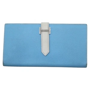 HERMES Beance borsa flotta portafoglio lungo blu azzurro bianco Epsom - Foto 1 di 8