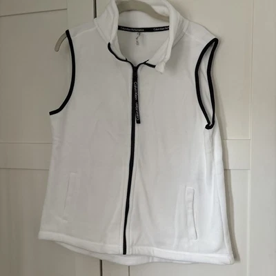 Chaleco polar con cremallera completa Calvin Klein Performance para mujer grande blanco Foto 1 de 4