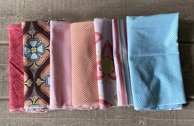 Cotton Fabric Lot Complimentary Colors & Patterns 8+ Yrds - Image 1 of 4