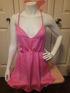 Rare Victoria's Secret Very Sexy Hot Pink Strappy Back Short Nightie Size Large - Picture 1 of 11
