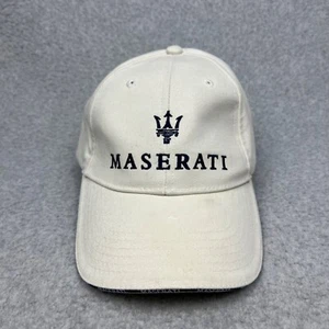 Maserati Trident Logo Embroidered Adjustable Strapback Cap Hat Off White Unisex - Picture 1 of 10