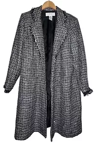 Sag Hafen. Größe 20W. Karrieremantel schwarz weiß Acryl Fransen Kleid - Bild 1 von 13
