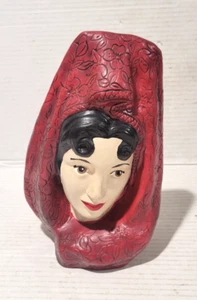 Vtg 11" H Marwal by Bauer Spanish Lady Red Bust Sculpture Chalkware - Picture 1 of 5