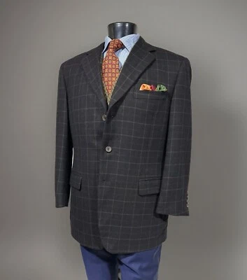 Paul Stuart Westgate Wool Brown Window Pane Sport Coat 44 R - Image 1 of 4