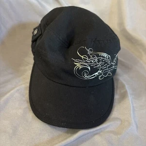 Harley Davidson Womens M Cadet Hat Black Strapback Green Gray Logo - Picture 1 of 4