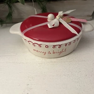 Rae Dunn Christmas MERRY AND BRIGHT Backform mit Deckel - Bild 1 von 4