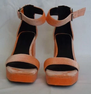 LADIES ASOS BLOCK HEEL FASHION SHOES - NEW - COLOR ORANGE - Picture 1 of 7