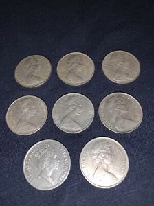 Lote de 8 piezas de 10 centavos de Australia años: 71,73,75,79,80,81,81,88 sin certificación - Imagen 1 de 2