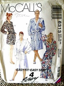 McCall 6313 ROBE & TIE BELT Medium Cut to MD (chest 36-38) 1992 fabric pattern - Picture 1 of 2