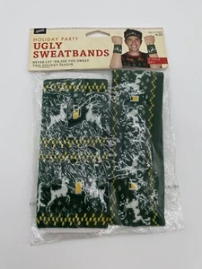 Ugly Sweater Sweatband 3 Pc. Set Green Reindeer Beer Holiday Party Accessory Fun - Picture 1 of 3