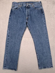 Levi's 501 Button Fly Jeans Men's 36x30 Straight Medium Wash Denim 100% Cotton - Picture 1 of 8