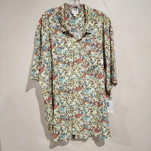 LuLaRoe Men's Michael Button Up Shirt Mens Sz 3XL Zoo Animals Safari Lion Monkey - Picture 1 of 7