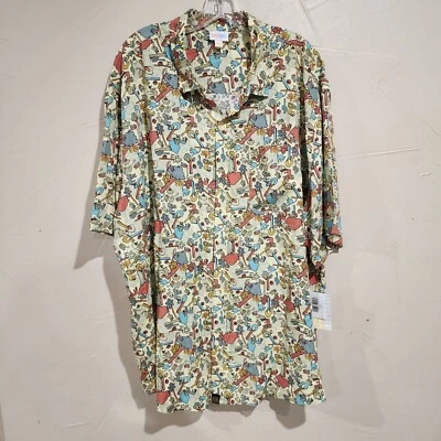 LuLaRoe Men's Michael Button Up Shirt Mens Sz 3XL Zoo Animals Safari Lion Monkey - Image 1 of 4