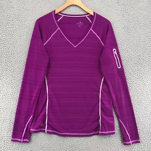 Top Athleta donna medio zinger viola scollo a V maniche lunghe corsa abbigliamento attivo - Foto 1 di 11