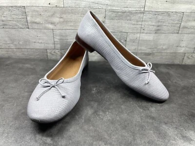 Zapatos planos de ballet Madewell para mujer 6,5 M The Adelle Lagarto en relieve azul gris arco Foto 1 de 4