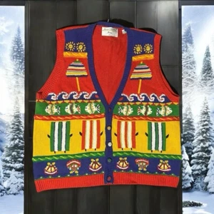 Vintage Marisa Christina Embroidered Beach ThemedOcean Vest Cotton Ramie. PL - Picture 1 of 16