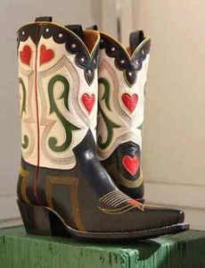 New Handmade Bespoke Cowboy Black Sweet heart Nuevo Western Dress Quality Boots - Picture 1 of 10